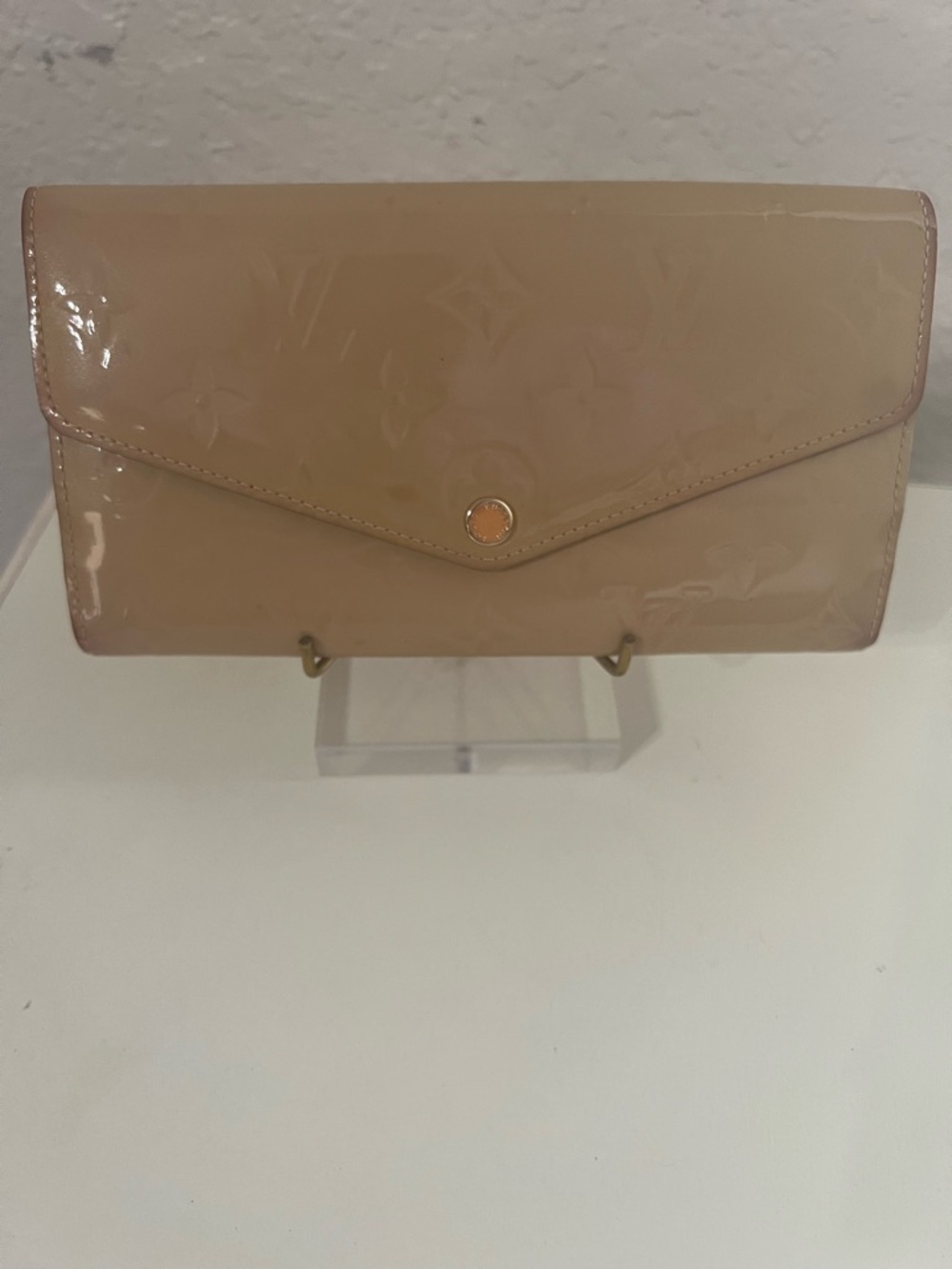 Louis VuittonPatent Envelope Wallet in Nude Beige